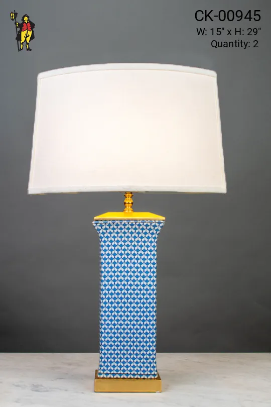 Painted Blue & White Ceramic Table Lamp