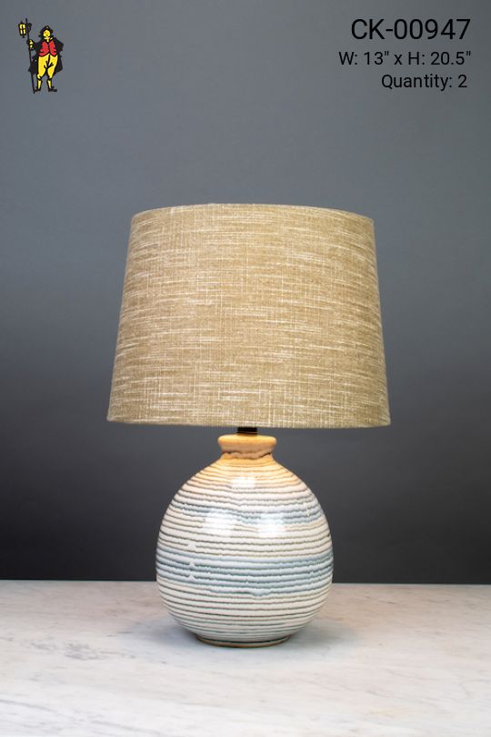 Blue & White Round Ceramic Table Lamp