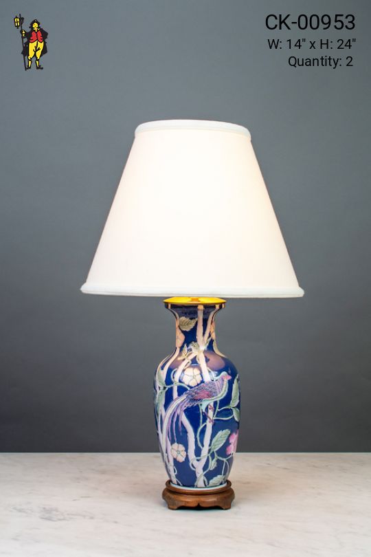 Painted Floral Ceramic Table Lamp