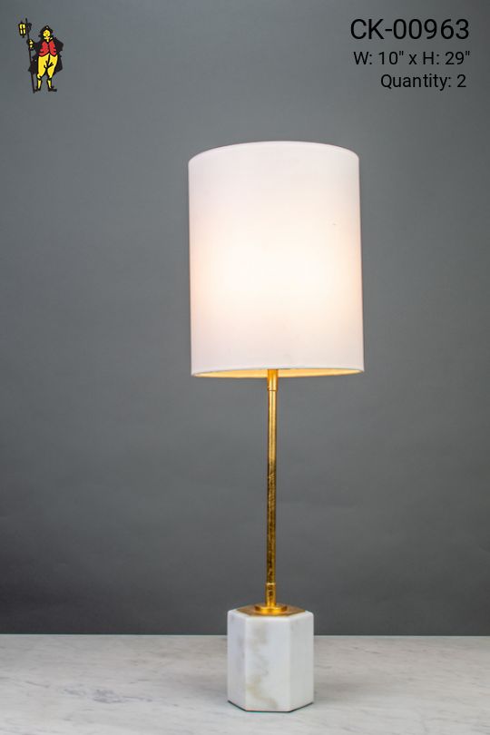 Marble Base Brass Pole Table Lamp