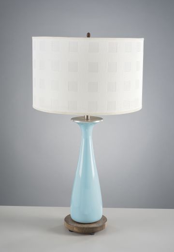 Mid-Century Ceramic Table Lamp w/Wooden Base