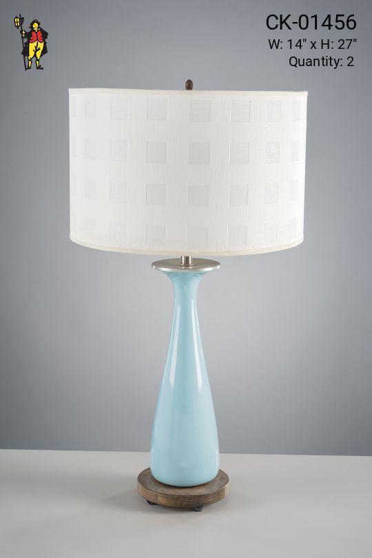 Mid-Century Ceramic Table Lamp w/Wooden Base