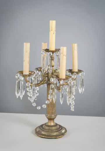 Brass & Crystal Table Candelabra
