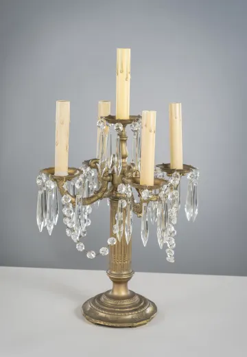 Brass & Crystal Table Candelabra