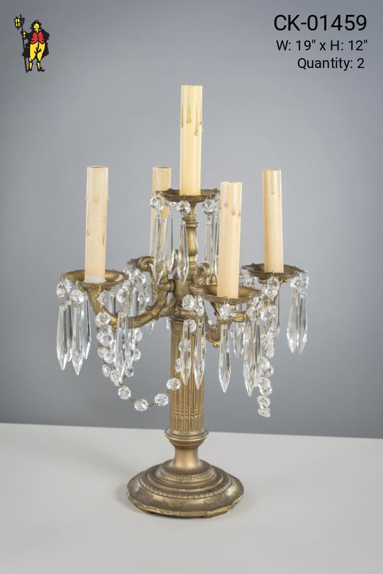Brass & Crystal Table Candelabra