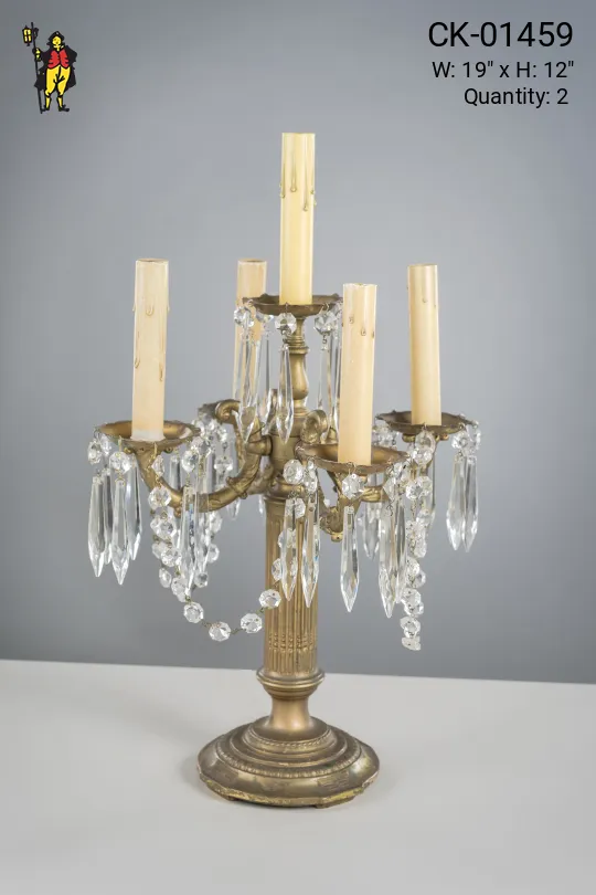 Brass & Crystal Table Candelabra