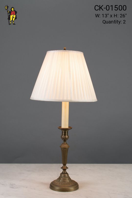 Single Candle Table Lamp w/Pleated Shade