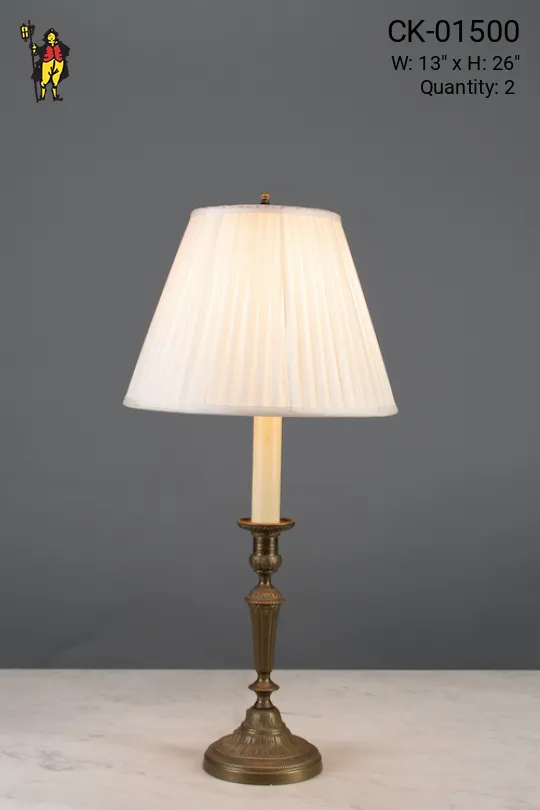 Single Candle Table Lamp w/Pleated Shade