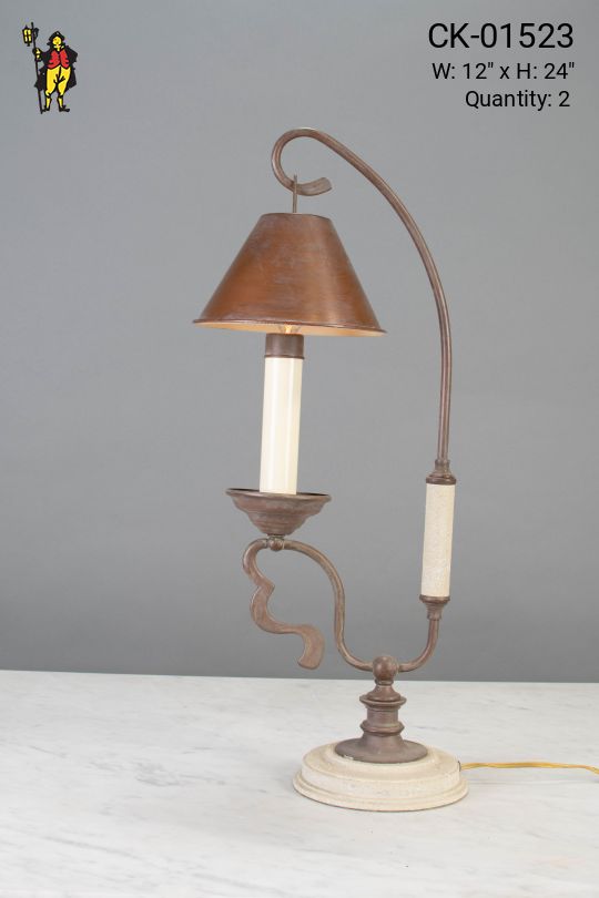 Single Candle Bridge Table Lamp w/Ceramic Base