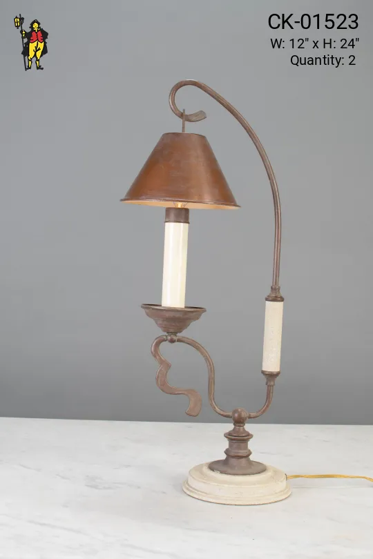Single Candle Bridge Table Lamp w/Ceramic Base