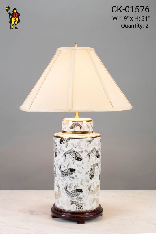 Painted Fish Ceramic Table Lamp