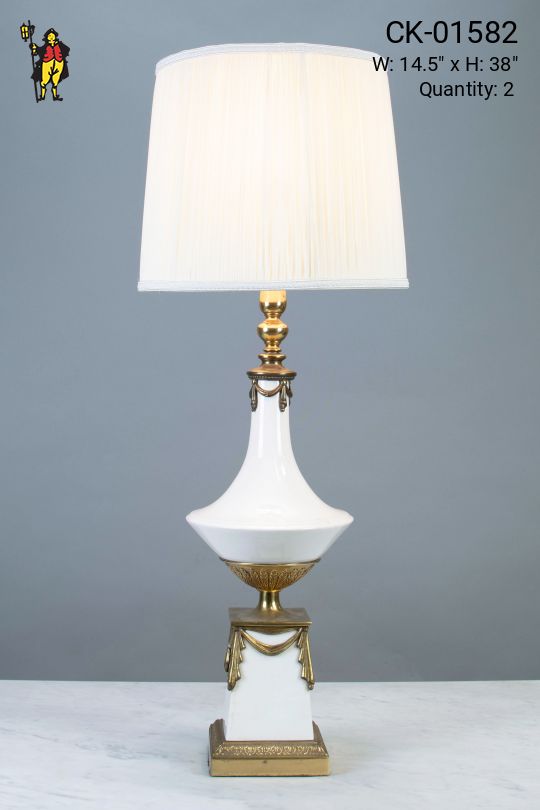 White Ceramic Mid-Century Table Lamp