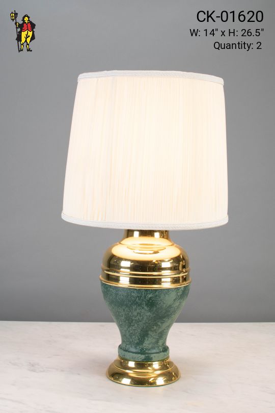 Brass Table Lamp w/Pleated  Shade