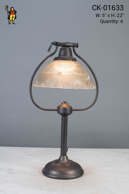 Bronze Table Lamp w/Halophane Shade