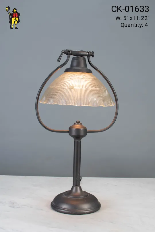 Bronze Table Lamp w/Halophane Shade