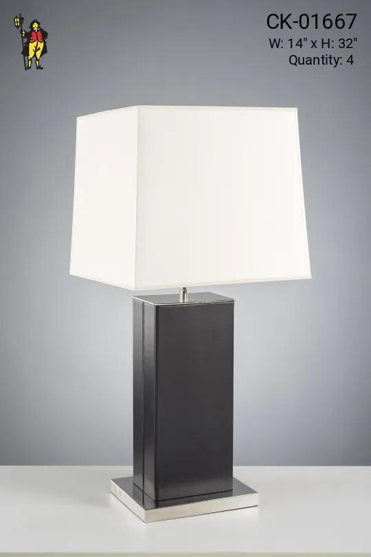 Leather & Polished Nickel Table Lamp