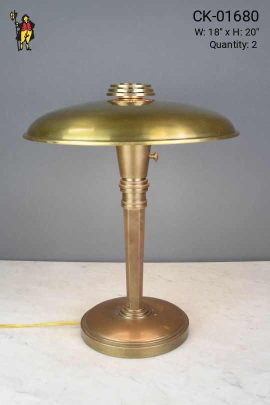 Aged Brass Art Deco Table Lamp
