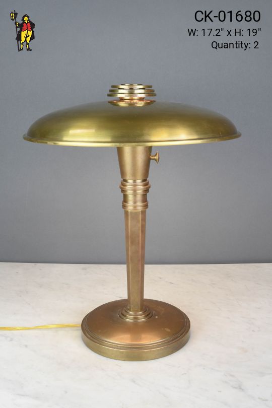 Aged Brass Art Deco Table Lamp