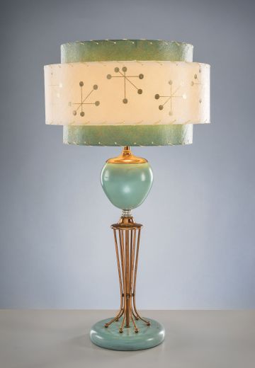 Mid-Century Table Lamp w/Laced Shade