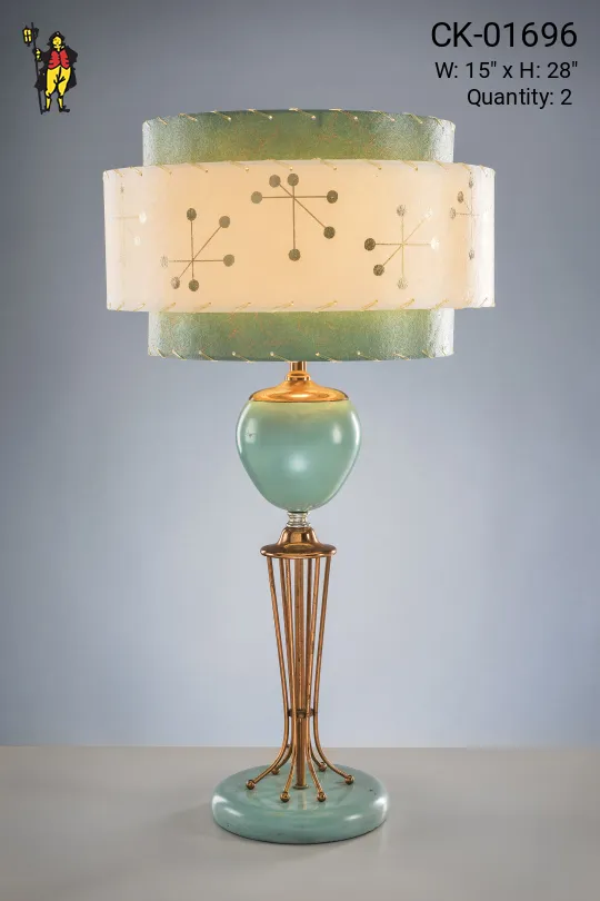 Mid-Century Table Lamp w/Laced Shade