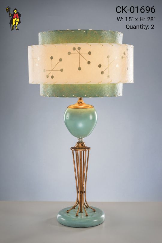 Mid-Century Table Lamp w/Laced Shade