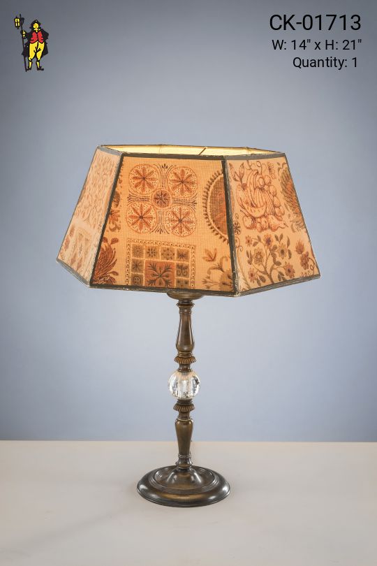 Antique Brass Table Lamp w/Mica Shade