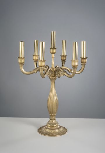 Seven Light Brass Table Candelabra