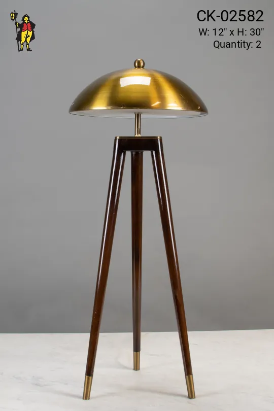 Three Leg Brass Shaded Table Lamp