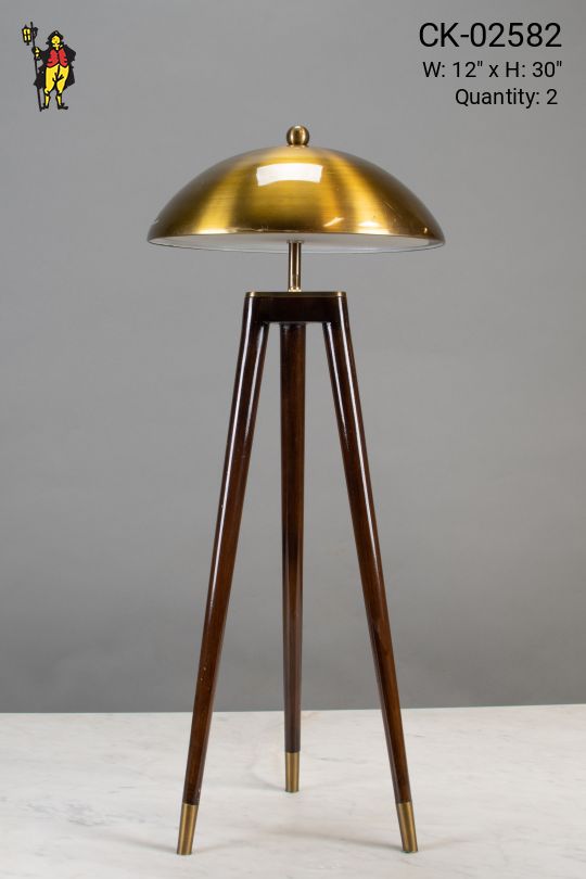 Three Leg Brass Shaded Table Lamp