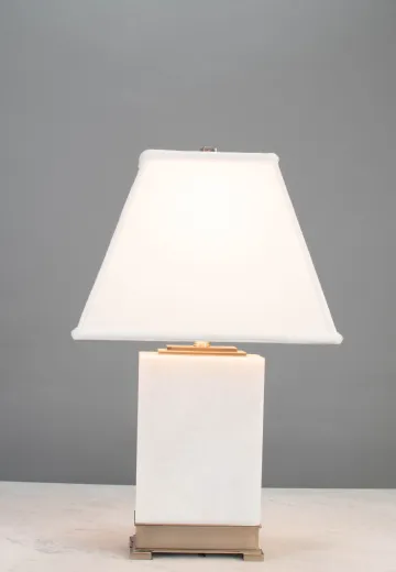 White Square Marble Table Lamp