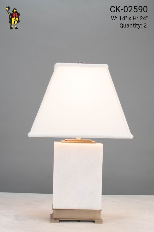 White Square Marble Table Lamp
