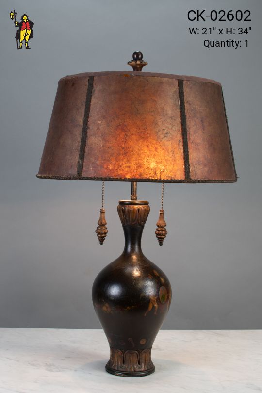 Wooden OversizeTable Lamp w/Mica Shade