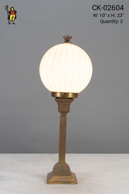 Column Table Lamp w/Frosted Globe Shade