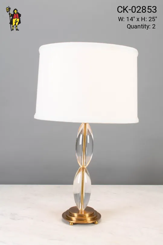 Glass Table Lamp w/Brass Base