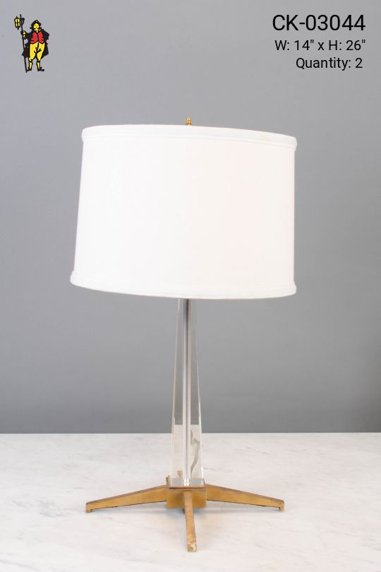Modern Glass Table Lamp w/Brass Feet