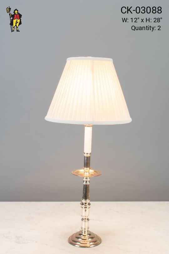 Polished Silver Single Candle Table Lamp