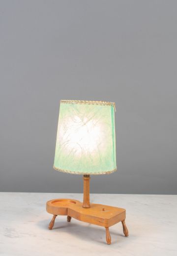 Footed Small Wooden Table Lamp