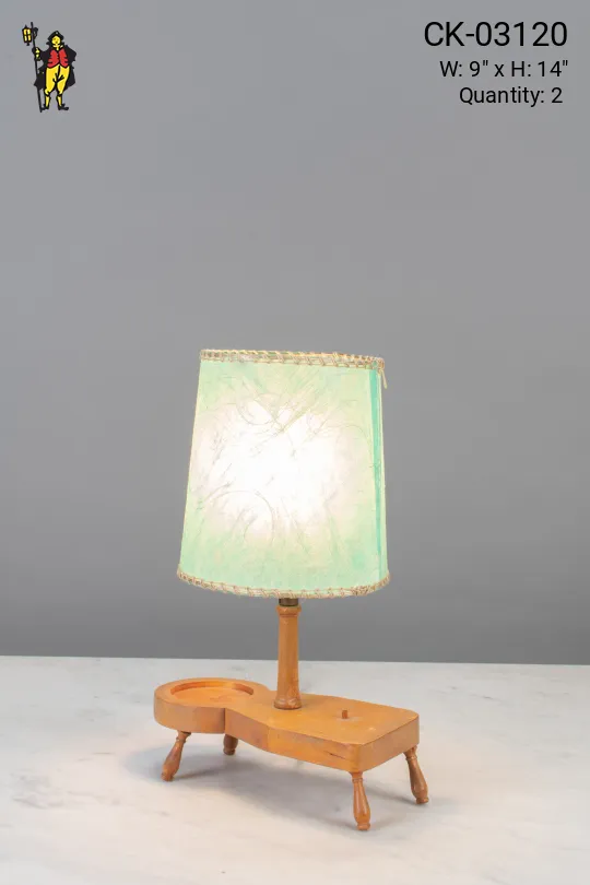 Footed Small Wooden Table Lamp
