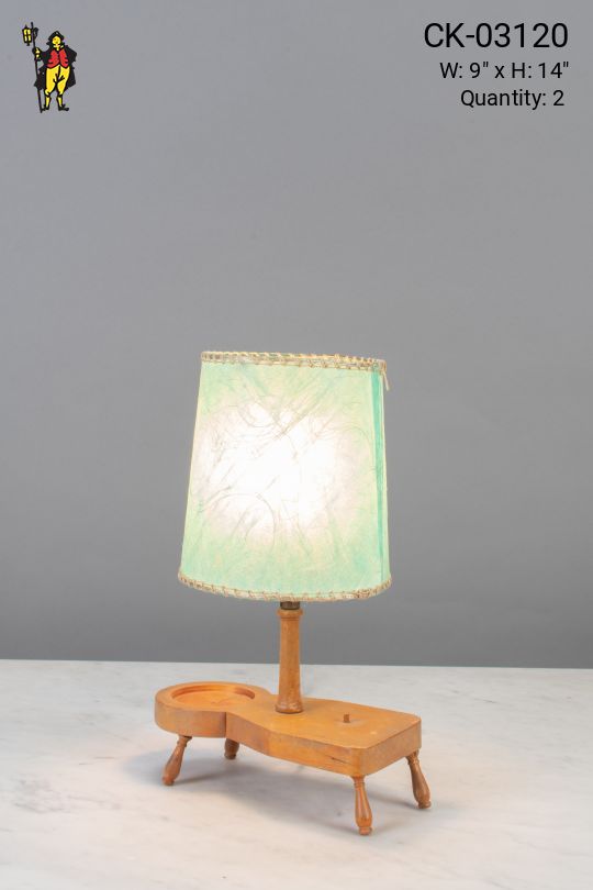 Footed Small Wooden Table Lamp