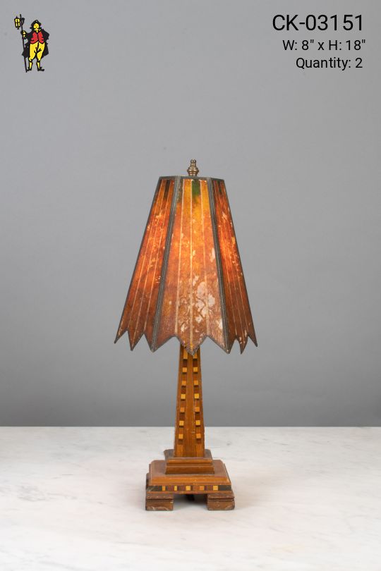 Wooden Table Lamp w/Mica Shade
