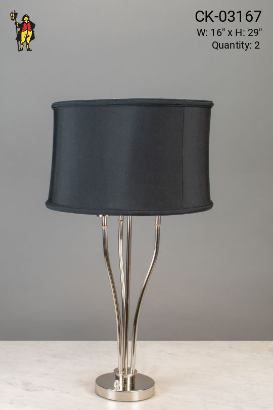 Polished Nickel Three Candle Modern Table Lamp