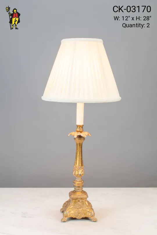 Footed Victorian Single Candle Table Lamp