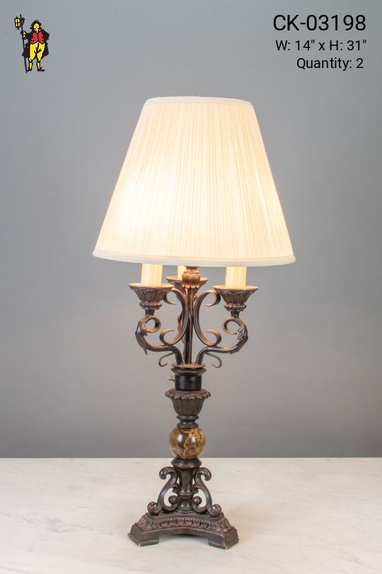 Victorian Three Candle Table Lamp