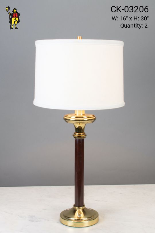 Wood & Polished Brass Traditional Table Lamp