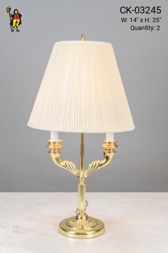 Two Candle Polished Brass Table Lamp