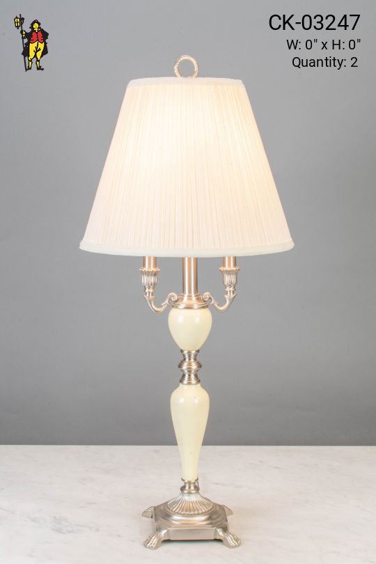 Ceramic & Nickel Three Light Table Lamp