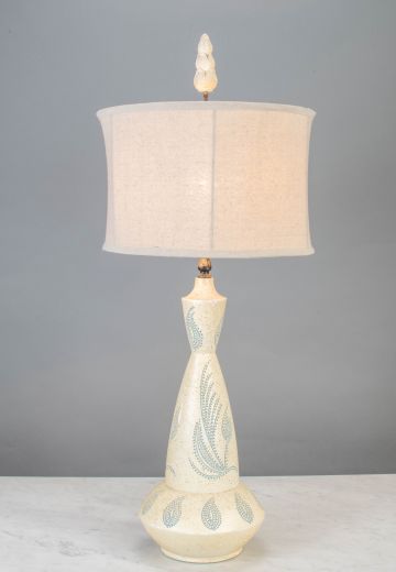 White & Blue Painted Ceramic Table Lamp