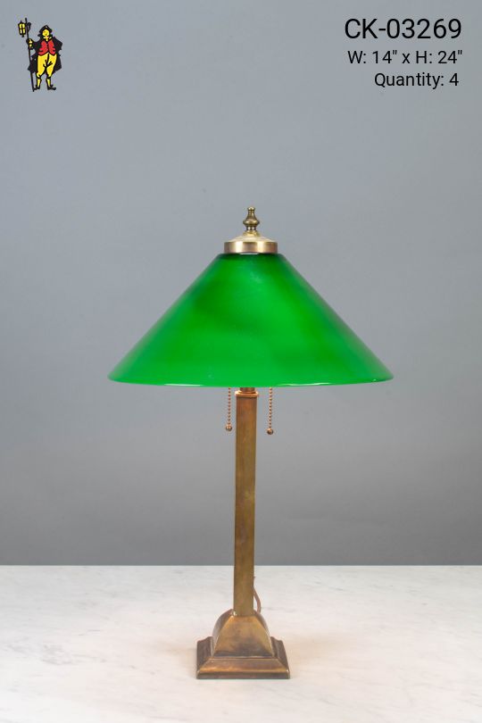 Brass Table Lamp w/Glass Shade