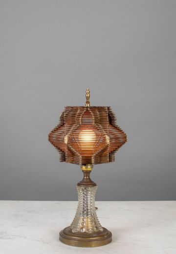 Wooden Shaded Small Table Lamp