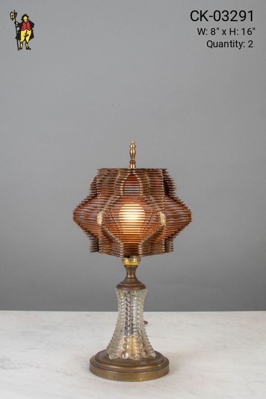 Wooden Shaded Small Table Lamp